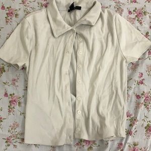Forever 21 white button down crop top